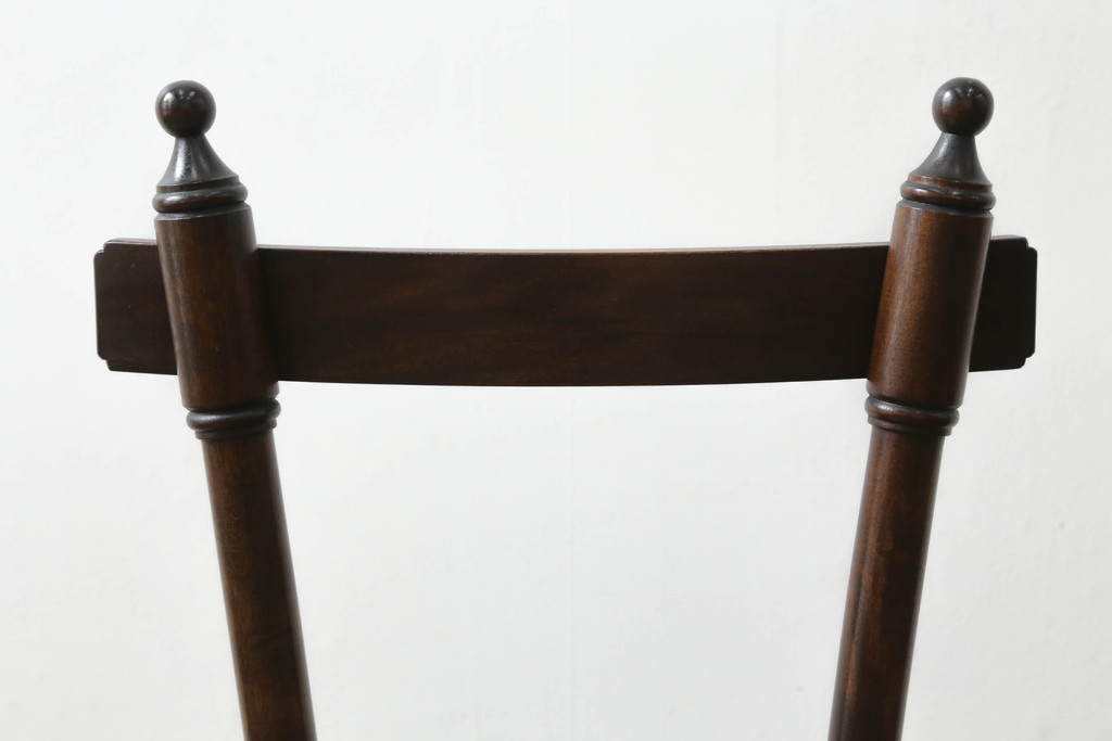 中古　美品　松本民芸家具　凝った装飾が素敵な南京小椅子(板座チェア、イス、いす、ダイニングチェア)(R-069347)