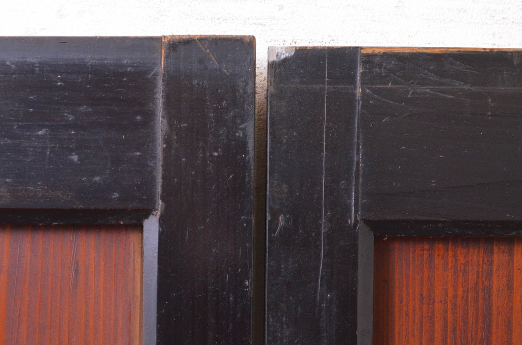 アンティーク建具　和の情緒を演出する障子帯戸4枚セット(引き戸、板戸、格子帯戸、障子戸)(R-072528)