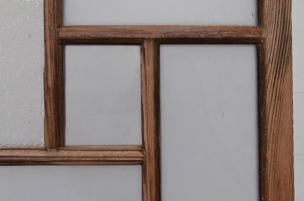 アンティーク建具　どこか懐かしい雰囲気漂うガラス窓2枚セット(引き戸、ガラス戸)(R-072125)