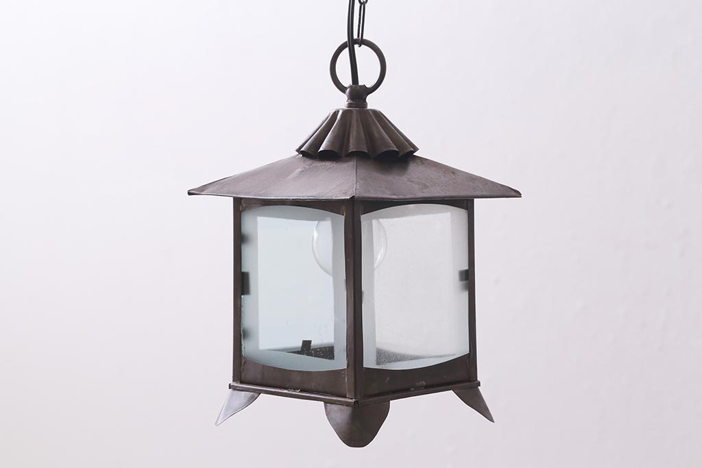 アンティーク照明　昭和初期　和の雰囲気を高める吊り灯籠(灯篭、天井照明、吊り下げ照明)(R-044182)