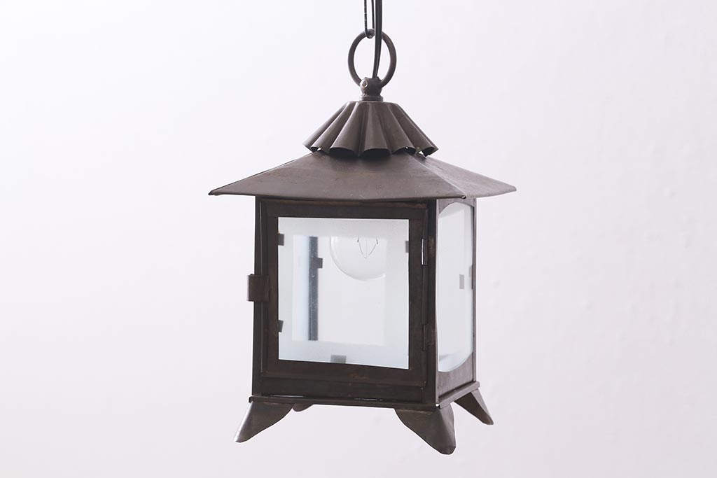 アンティーク照明　昭和初期　和の雰囲気を高める吊り灯籠(灯篭、天井照明、吊り下げ照明)(R-044181)