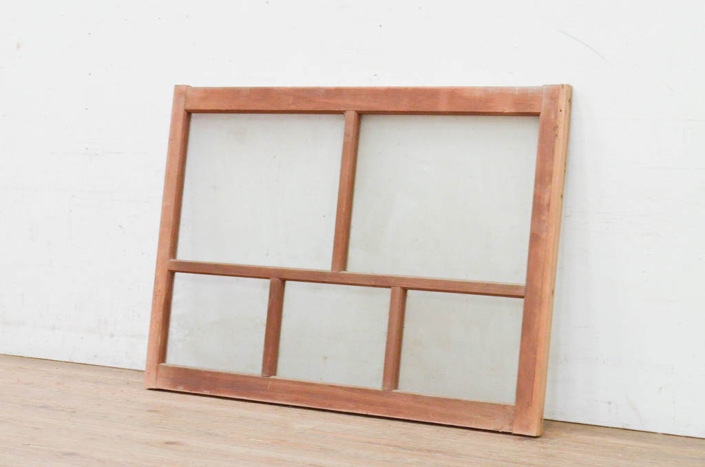 アンティーク建具　素朴な木味が魅力的なガラス窓1枚(明かり取り、明り取り、引き戸)(R-071953)