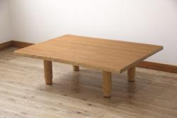 レトロ家具　昭和レトロ　素朴な木の風合いが魅力のシンプルなサイドテーブル(カフェテーブル、飾り台、引き出し)