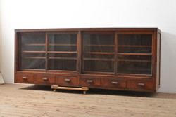 中古　松本民芸家具　#117型　和モダンスタイルにおすすめ!格子が魅力的な書棚(飾り棚、本棚、オープンラック)(R-058530)