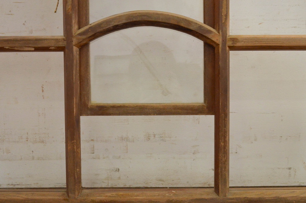 アンティーク建具　上げ下げ小窓付きガラス窓1枚(引き戸、ガラス戸)(R-071395)