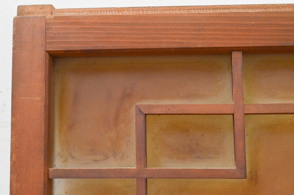 アンティーク建具　古い木味が魅力的なガラス窓2枚セット(引き戸、ガラス戸)(R-071899)