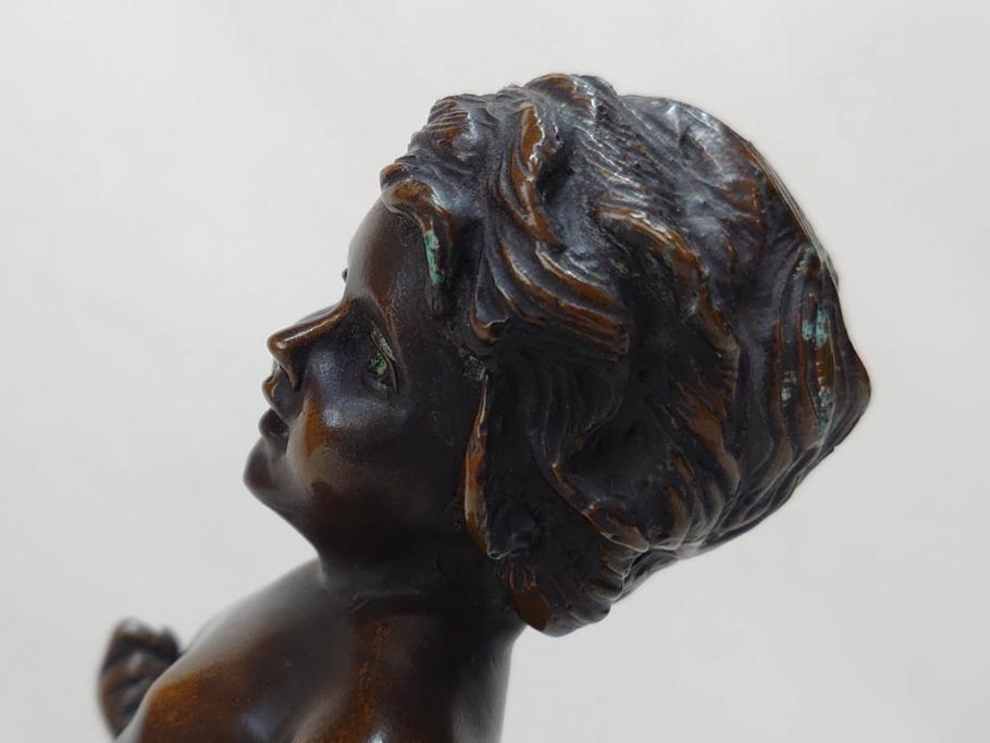 彫刻家　オーギュスト・モロー　「水を汲む少年」　細かいところまで再現されたブロンズ像(Auguste Moreau、置物、オブジェ)(R-073839)