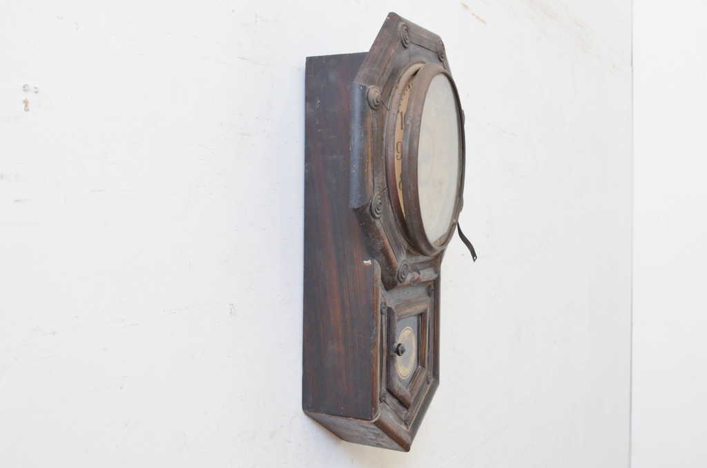 和製アンティーク　MADE(Y)TOKYO　古い木味が魅力的な掛け時計(柱時計、古時計、八角時計、振り子時計)(R-072239)