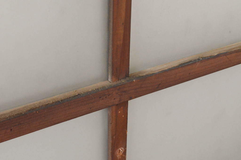 アンティーク建具　古い木味のガラス窓4枚セット(ガラス戸、引き戸)(R-065036)