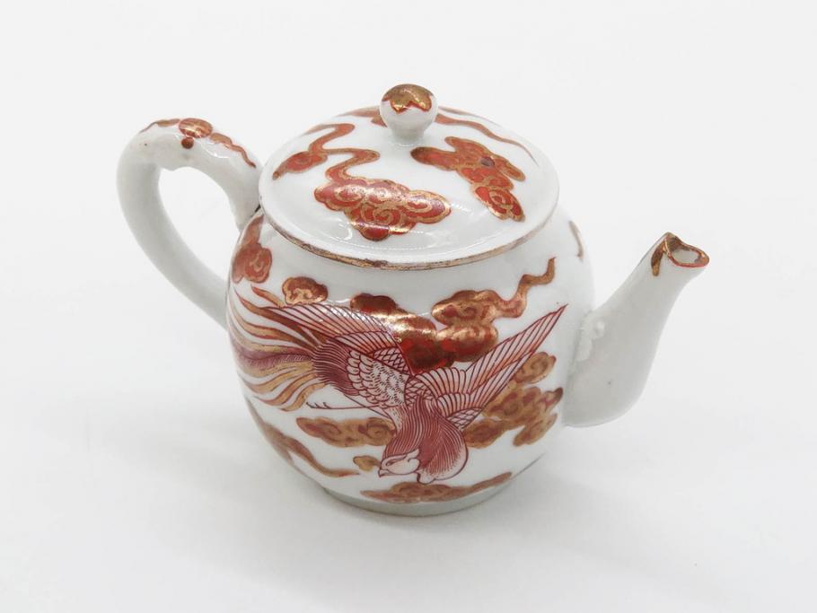 明治時代古い急須 （明治時代 九谷焼 急須 赤絵 金彩 茶注 茶器