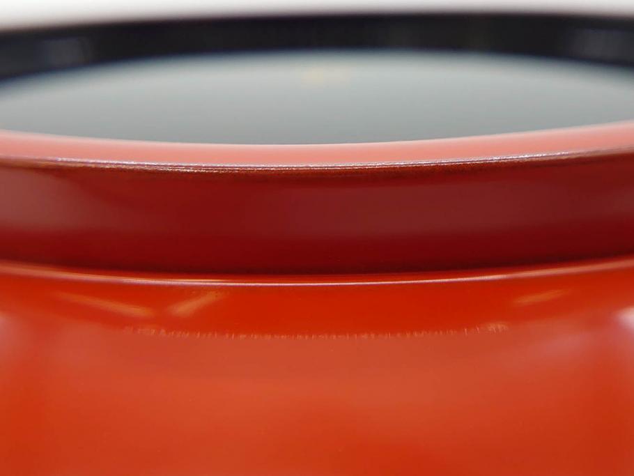 輪島塗　慶塚作　朱塗　約24cm　8寸　艶やかな漆塗りが美しい菓子器(漆器、菓子皿、箱付き、八寸)(R-074572)