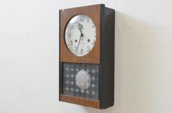 和製アンティーク　愛知時計電機(アイチ、AICHI)　AC TRADE MARK(トレードマーク)　可愛らしいデザインのレトロな掛け時計(柱時計、古時計、振り子時計)(R-072189)