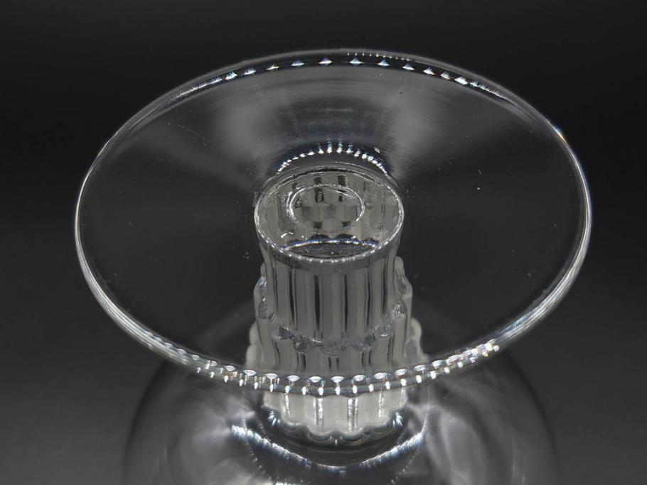アンティーク　1950年代　ルネ・ラリック(R.LALIQUE)　バンブー(竹)　シンプルながらも洗練されたデザインに魅了されるグラス3客セット(ワイン、ゴブレット、コニャック、ブランデー、カクテル、クープ、シャンパン、シャンペン、ガラス)(R-074588)