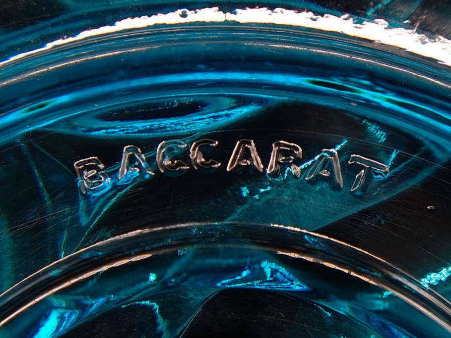 稀少!　フランス　Baccarat　オールドバカラ　ロザース(ROSACES)　ミュルティプル　キャンドルスタンド　燭台　常夜灯　澄んだブルーカラーと華やかな意匠が存在感を放つヴェイユーズ(DEPOSE刻印あり、フルレッドクリスタルガラス)(R-074594)