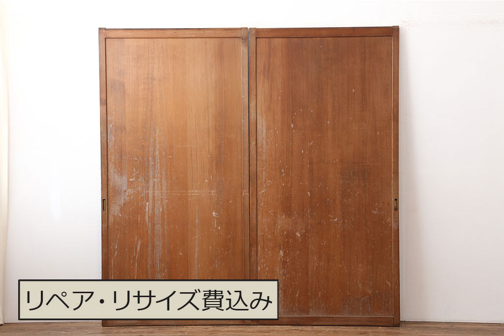 アンティーク家具 古民家スタイルにおすすめな板戸2枚セット(戸襖、引き戸、建具)(R-044778) | ラフジュ工房