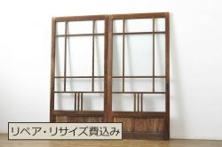 古民具・骨董　古い木の板戸4枚(窓)(2)