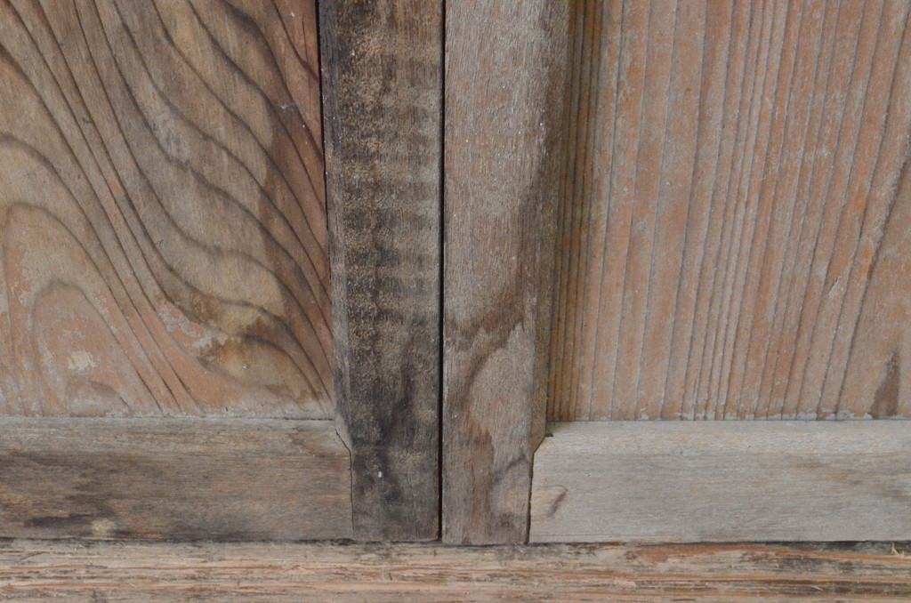 アンティーク建具　経年の趣ある木味が魅力のガラス戸4枚セット(引き戸)(R-065504)