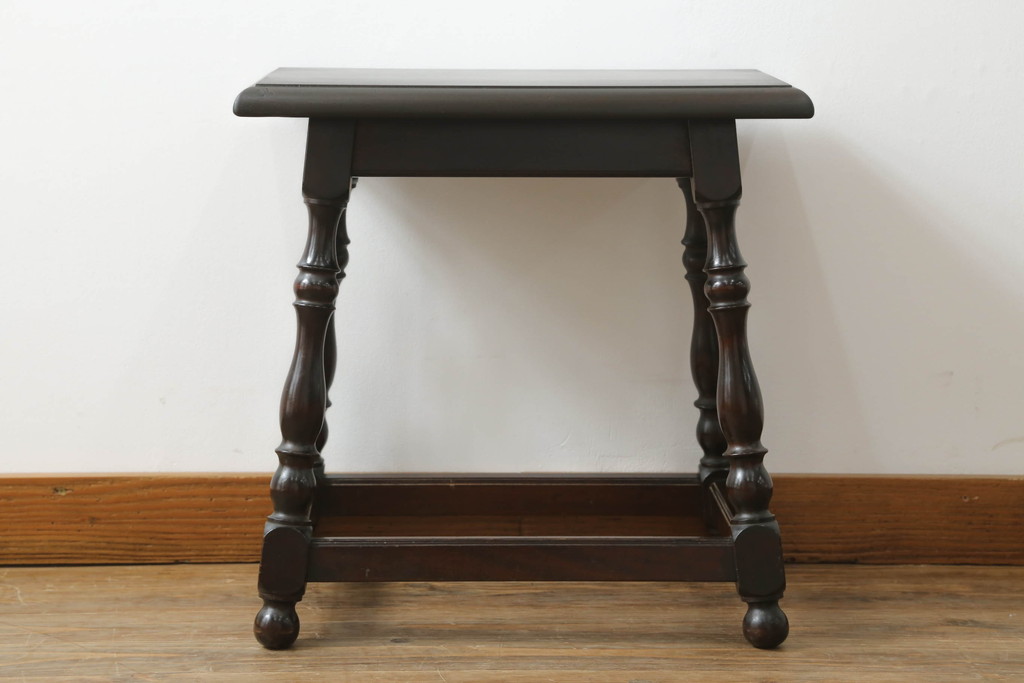和製ビンテージ　松本民芸家具　#25型スツール・テーブル　クラシカルなデザインがお洒落なサイドテーブル(コーヒーテーブル、カフェテーブル、サイドテーブル、花台、飾り台、椅子、イス、ヴィンテージ)(R-066122)