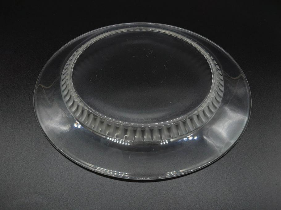 フランス　LALIQUE(ラリック)　バンブー(竹)　シンプルながらも上品な佇まいが魅力のプレート4枚セット(大・小)(皿、ガラス)(R-074596)