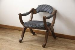 レトロ家具　ストリップド(剥離)　ナラ材　木の質感が味わい深い木製スツール(椅子、花台)(R-046431)