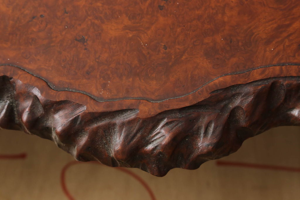 和製ビンテージ ヴィンテージ家具　花梨(カリン)材　美しい鳥眼杢(バーズアイ)の天板が存在感を放つ座卓(ローテーブル、センターテーブル)(R-060502)