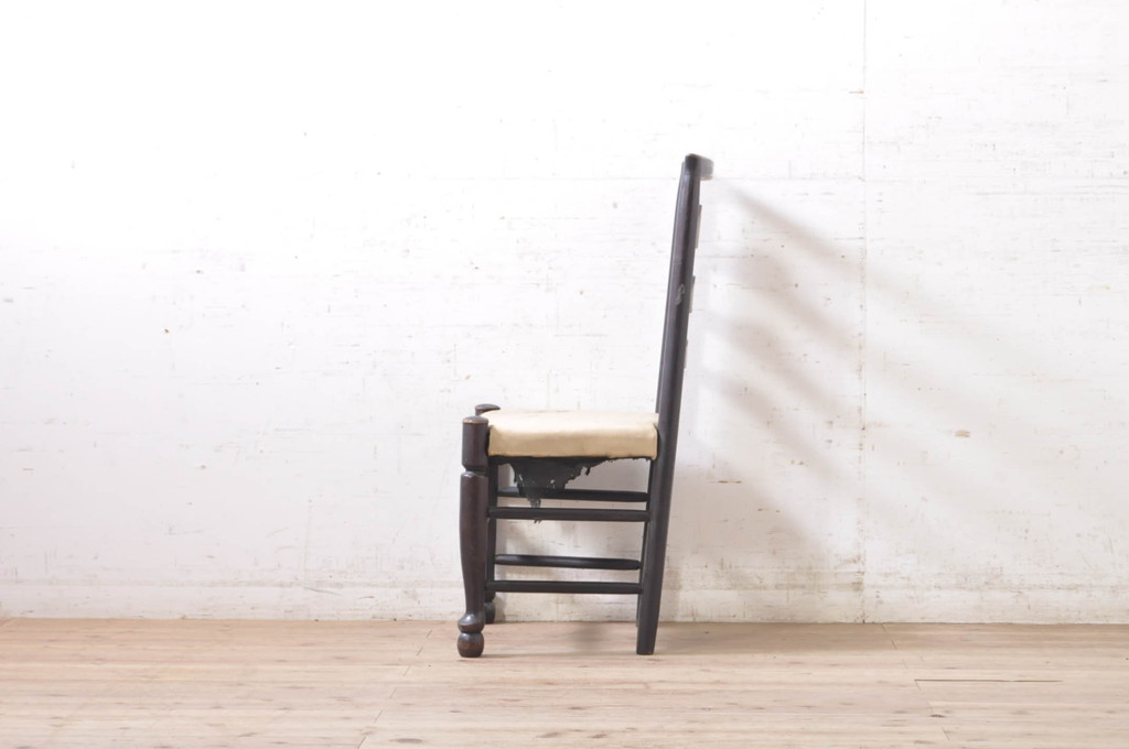 和製ビンテージ　松本民芸家具　NB型　背面・脚の曲線が素敵なラダーバックチェア(ダイニングチェア、椅子、イス、いす、ヴィンテージ)(R-071990)