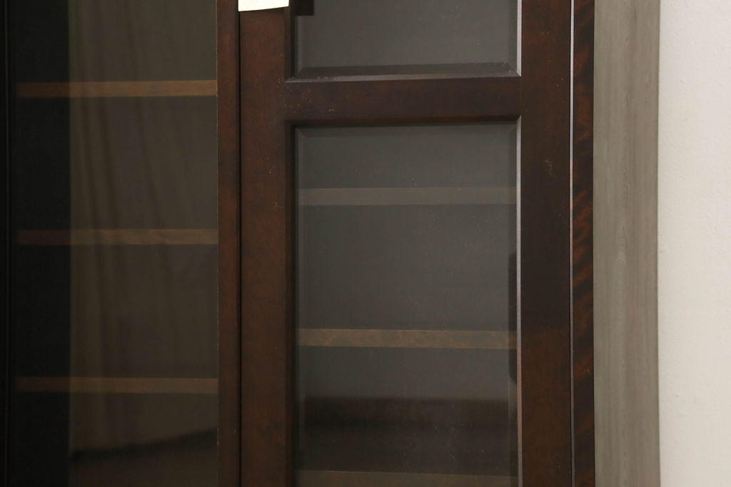 和製ビンテージ　北海道民芸家具　希少な絶版モデル　#121スライド本箱　収納力抜群の大型書棚(本箱、ブックケース、本棚、収納棚、戸棚、ヴィンテージ)(R-060344)