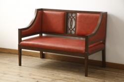 アンティーク家具　和製アンティーク　ナラ材製の上品な3人掛けソファ