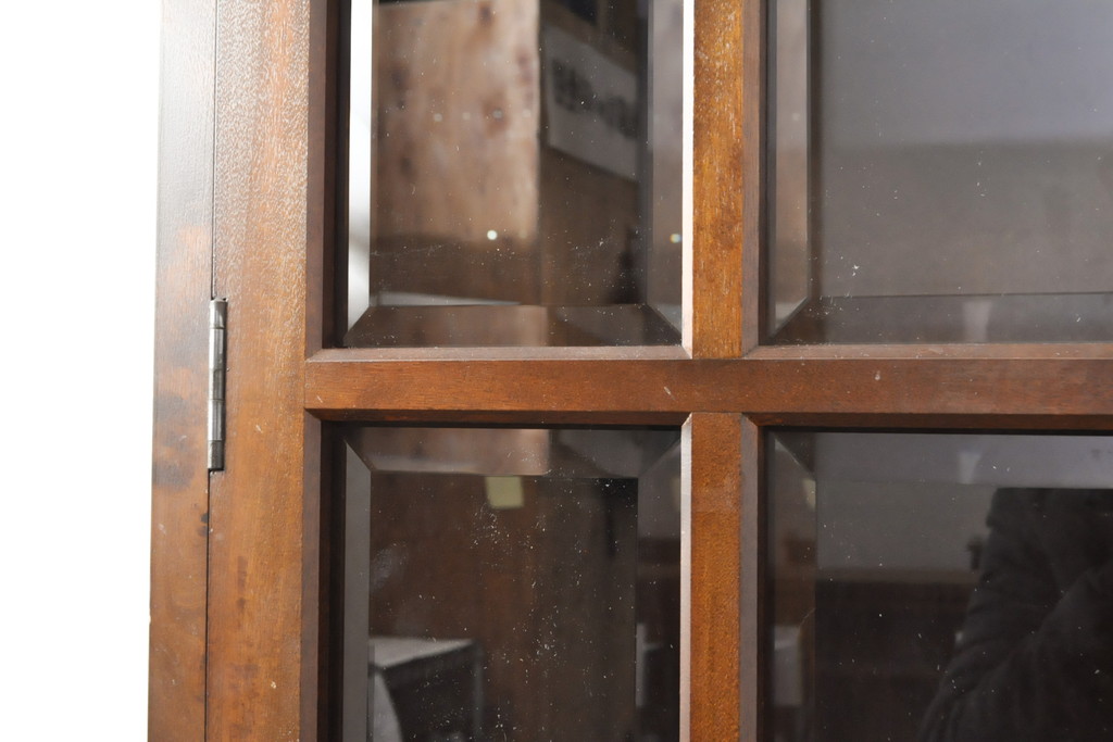 中古　松本民芸家具　和モダンな佇まいが美しいG-III型面取り食器棚(収納棚、戸棚、キャビネット、カップボード)(定価約83万円)(R-055850)