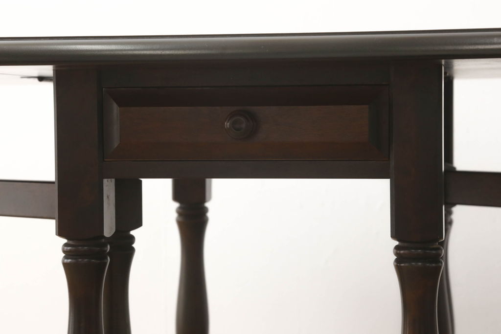 中古　北海道民芸家具　希少な絶版品　引き出し付きで使い勝手の良い上品なバタフライテーブル(ダイニングテーブル、エクステンションテーブル)(R-059000)