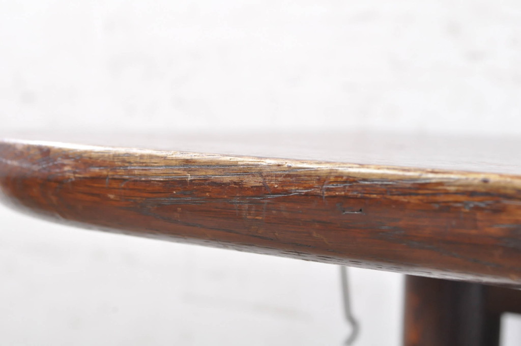 和製ビンテージ　希少デザイン　松本民芸家具　3本脚デザインがユニークなサイドテーブル(コンソールテーブル、デスク、ヴィンテージ)(R-072870)