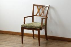 中古　DREXEL HERITAGE(ドレクセルヘリテイジ)　Triune(トライユン)　マホガニー材　洗練されたデザインが魅力のアームチェア(ダイニングチェア、椅子、イス)(R-066674)