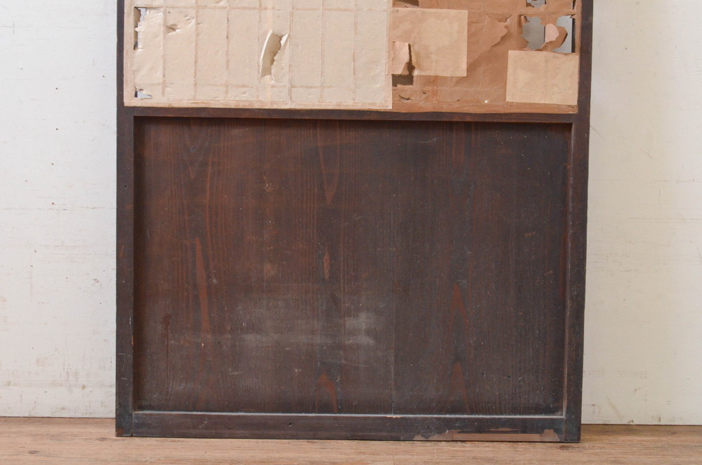 アンティーク建具　和の情緒を演出する障子帯戸1枚(引き戸、板戸、格子帯戸、障子戸)(R-072558)