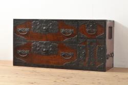 アンティーク家具　イギリスアンティーク　オーク材　ミラーバック　重厚感と品格あふれるサイドボード(キャビネット、収納棚)(R-037162)
