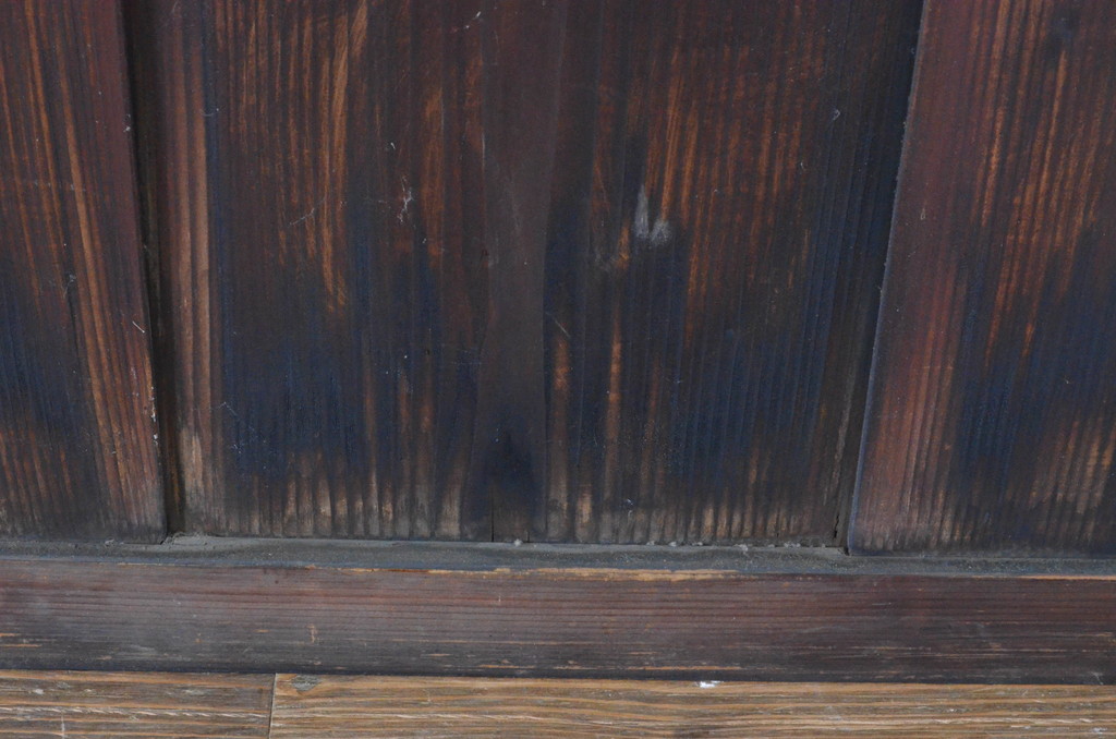 アンティーク建具　経年の趣ある木味が魅力のガラス戸4枚セット(引き戸)(R-065502)