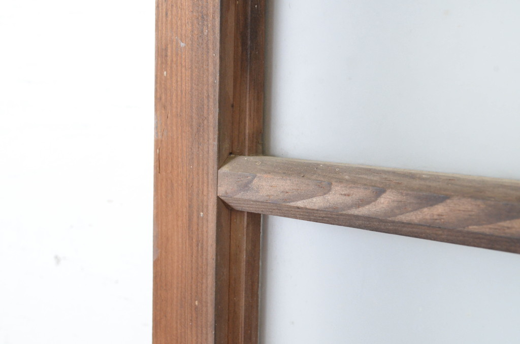 アンティーク建具　温かみのある木味が魅力のガラス戸1枚(引き戸)(R-065491)