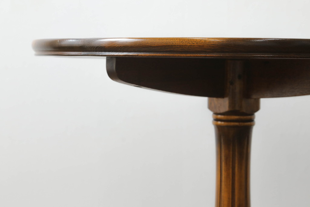 国産家具　松永工房　カンティーニュ(Continue)　猫脚の優美な曲線デザインがお洒落なラウンドテーブル(カフェテーブル、コーヒーテーブル、丸テーブル)(定価約14万6千円)(R-066174)