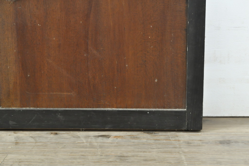 アンティーク建具　昭和中期　黒い框がモダンな印象を高める障子戸2枚セット(引き戸、建具)(R-059753)