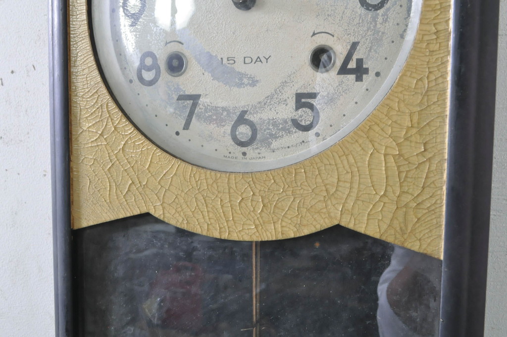 和製アンティーク　SUNRISE　15DAY　昔懐かしい雰囲気を醸し出す掛け時計(柱時計、古時計、振り子時計)(R-072443)