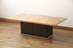 和製ビンテージ　ナラ材　シンプルなデザインと程よいサイズが使いやすいサイドテーブル(コーヒーテーブル、エンドテーブル、ヴィンテージ)(R-072685)