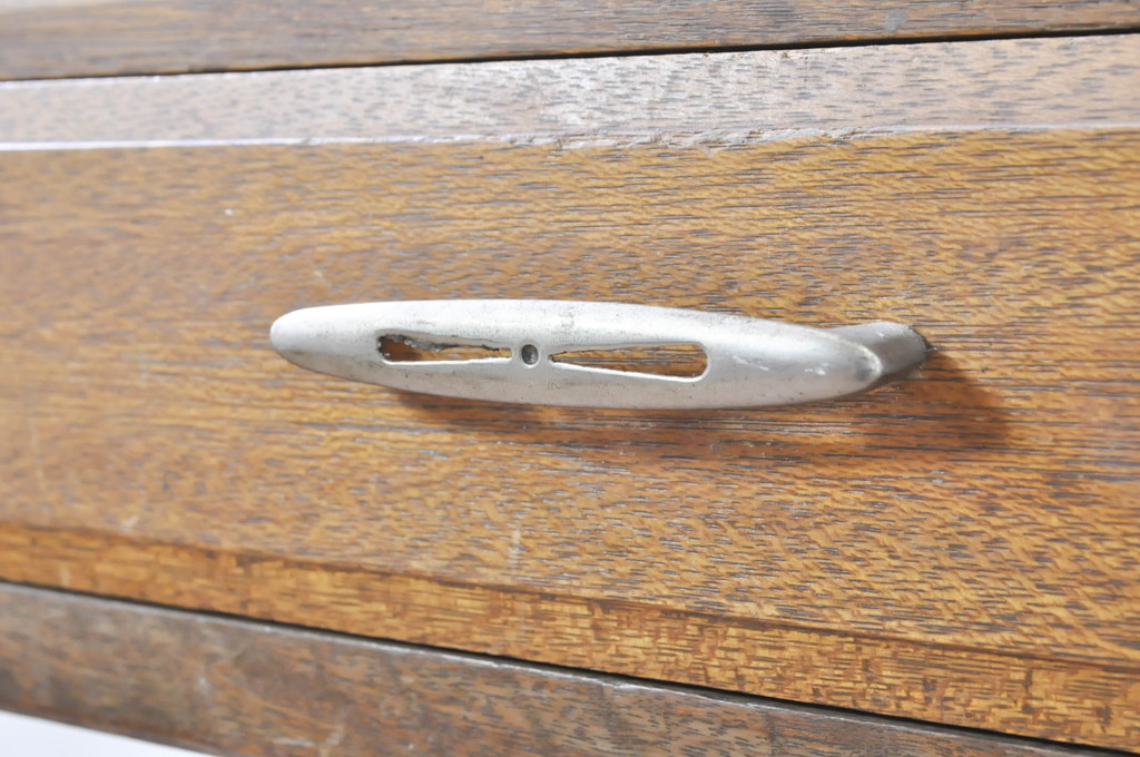和製アンティーク　かわいい脚付きのレトロな片袖机(デスク、在宅ワーク、在宅用)(R-071473)