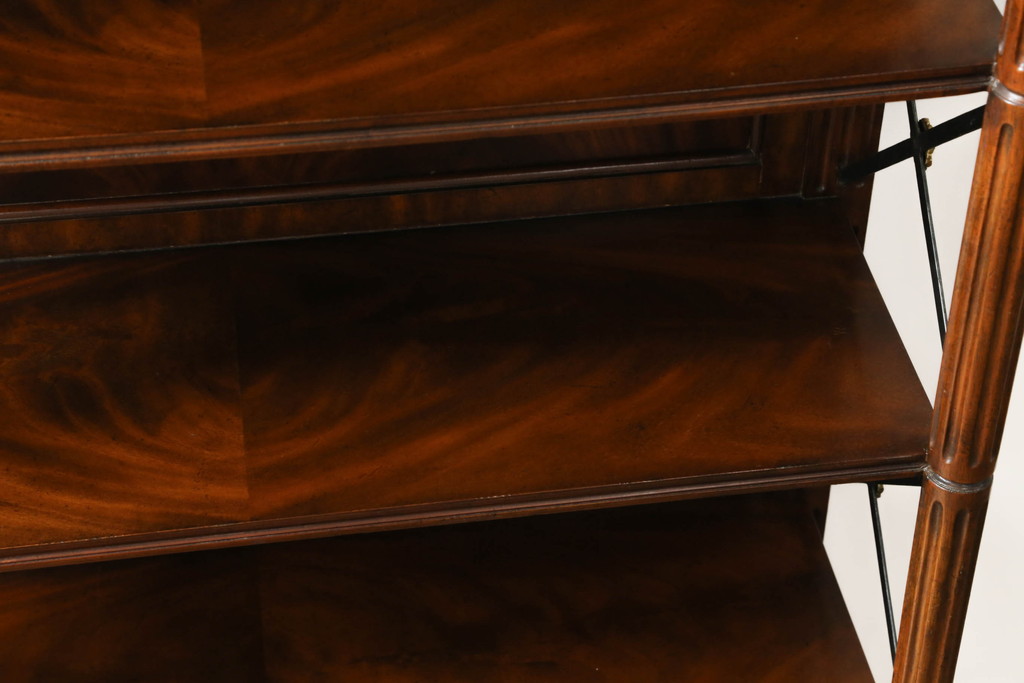 中古　美品!!　イギリス家具　MAITLAND-SMITH(メートランドスミス)　クラシカルな佇まいが美しい凝ったデザインのオープンシェルフ(ブックシェルフ、飾り棚、本棚、英国)(定価約58万円)(R-070811)