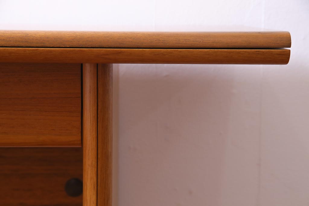 ヴィンテージ家具　イギリスビンテージ　チーク材　便利な折り畳み式天板のデスク(テーブル、作業台、拡張式、サイドテーブル)