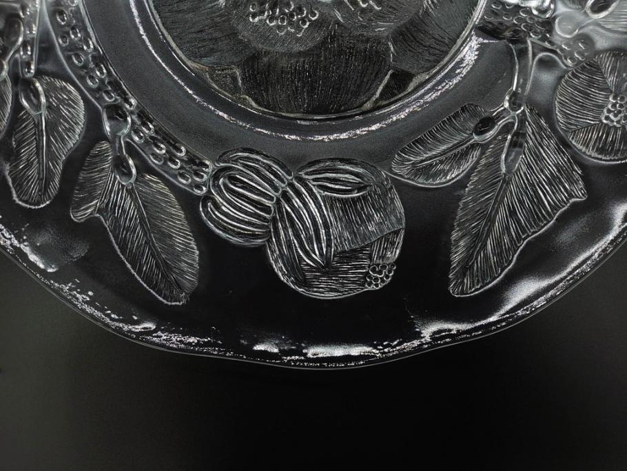 ビンテージ　Nuutajarvi　ヌータヤルヴィ　廃番　Pioni　ピオニ　大胆かつ繊細なデザインに魅了されるプレート&ボウルセット(シール有り、皿、ガラス、ヴィンテージ、北欧食器)(R-074616)