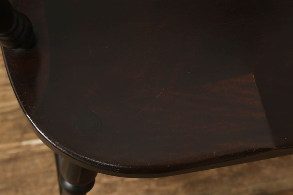 中古　松本民芸家具　#91型　落ち着きのある大人カフェ風インテリアが叶うキャプテンチェア(アームチェア、板座チェア、椅子、ダイニングチェア、イス)(R-059987)