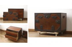 アンティーク家具　ケヤキ玉杢材使用　収納箪笥サイドボード(水屋箪笥、戸棚)(R-036985)
