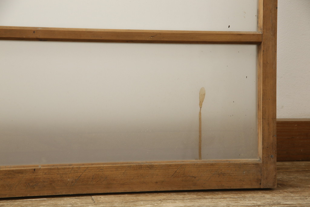 アンティーク建具　昭和レトロな雰囲気漂うすりガラス入りの引き戸2枚セット(窓、ガラス戸)(R-059980)