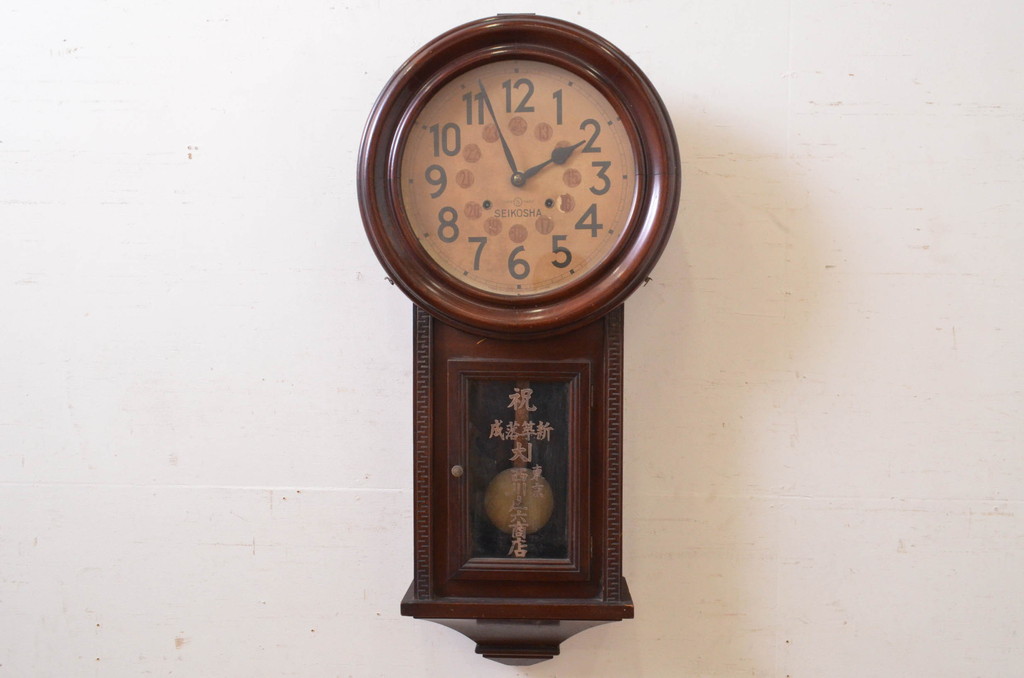 和製アンティーク　精工舎(SEIKOSHA、セイコー)　TRADE(S)MARK　大正ロマンの雰囲気漂う大きな掛け時計(柱時計、古時計、振り子時計)(R-072353)