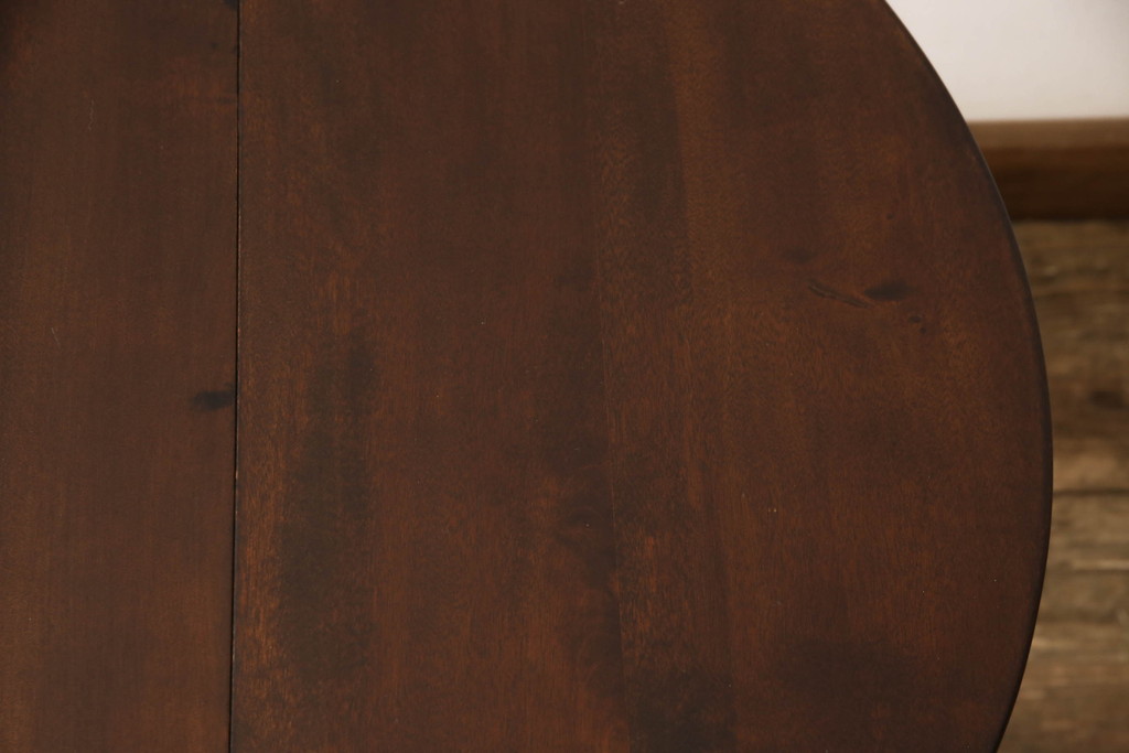 中古　美品　松本民芸家具　脚のデザインがシックな#13型T・Fバタフライ卓(バタフライテーブル、サイドテーブル、ラウンドテーブル、丸テーブル、ドロップリーフテーブル、カフェテーブル、コーヒーテーブル)(定価約18万円)(R-063216)