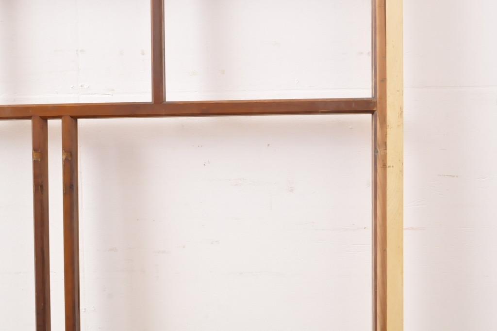 アンティーク建具　レトロな格子模様がおしゃれなガラス戸2枚セット(引き戸)(R-056359)